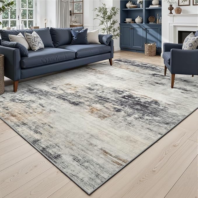 Toneed Abstract Area Rug 5x7 Modern Washable Rug Soft Non Slip Rug Low Pile by Toneed