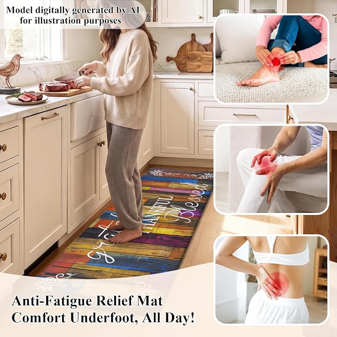 HEBE Anti Fatigue Kitchen Rugs Set of 2, Non Slip Cushioned Kitchen Mats - Image 5