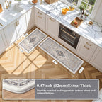 Collive Boho Kitchen Mats for Floor 2 PCS, Cushioned Anti Fatigue Kitchen Floor - Image 2