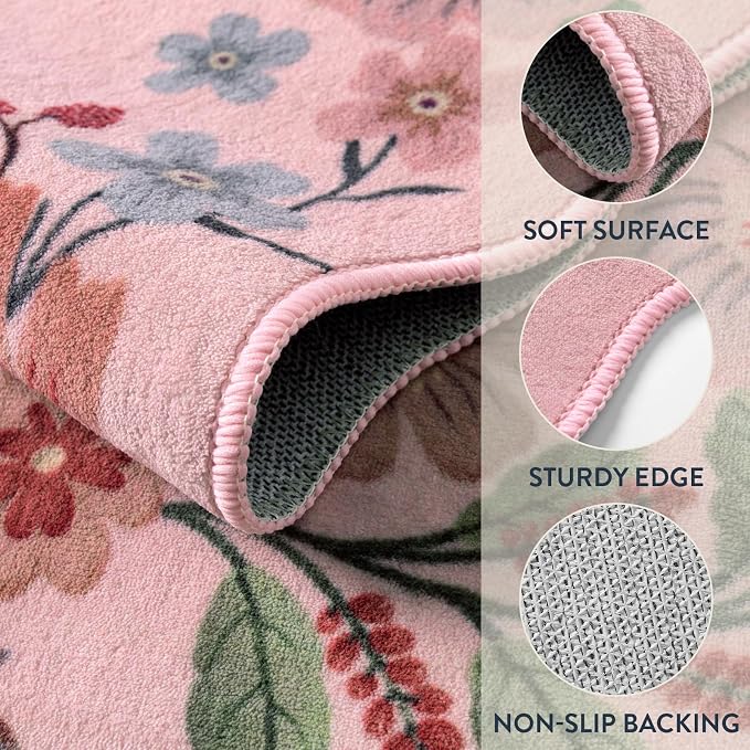 Lahome Floral Kitchen Runner, 2X6 Washable Runner Rug Non-Slip, Ultra-Thin Soft - Image 7