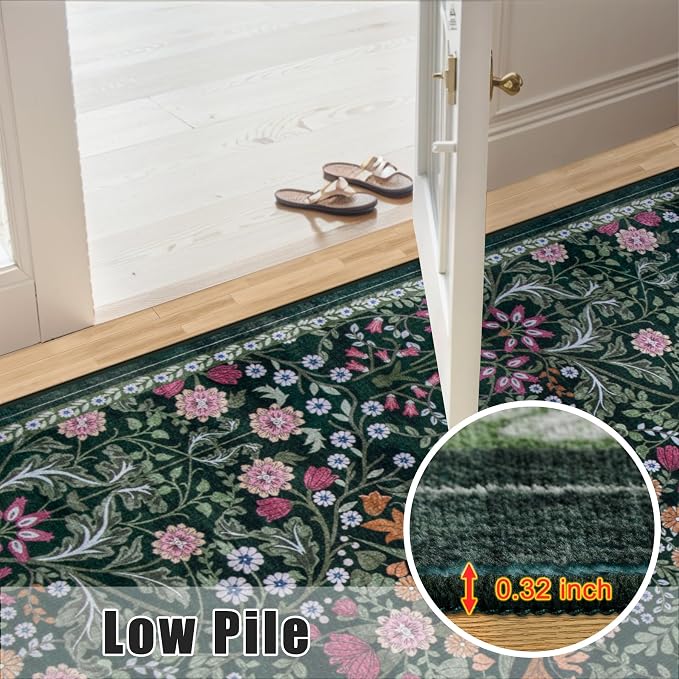 10x14 Area Rugs for Living Room: Floral Washable Rug Vintage Large Soft Boho - Image 8