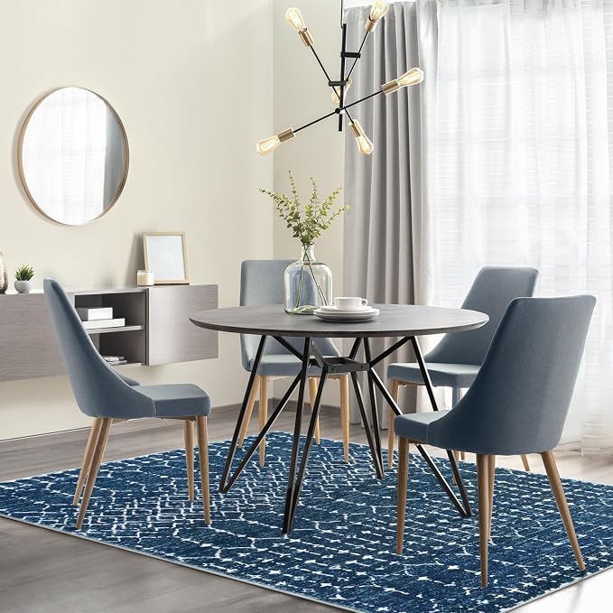 Lahome Moroccan Blue Area Rug 5x7 Machine Washable Non-Slip Throw Living Room - Image 7