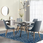Lahome Moroccan Blue Area Rug 5x7 Machine Washable Non-Slip Throw Living Room - Image 7