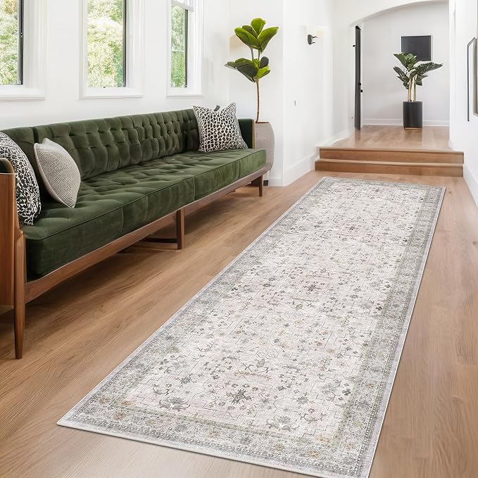 Hazo Haus Light Gray Washable 2'6"x10' Wide Hallway Runners, Kitchen Runner Rug - Image 3