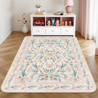 Pink Floral Rug 3x5 for Girls Bedroom, Washable Non-Slip Nursery Rug, Soft Cute - Image 8