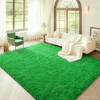 BENRON Green Fluffy Rugs for Living Room Bedroom 4x6, Soft Plush Fuzzy Shaggy - Image 7