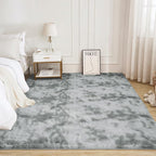 Litanika 6x9 Shag Area Rug for Living Room Bedroom, Tie-Dyed Light Grey High - Image 2