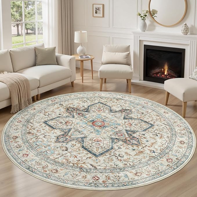 Tortania 5' Round Area Rug Living Room Rugs - Image 4