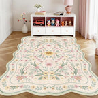 Scalloped Floral Rug 5x7, Sage Green Washable Non Slip Area Rug - Image 2
