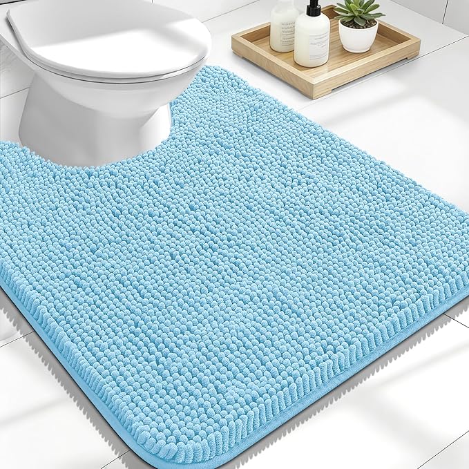 OLANLY Toilet Rugs U-Shaped 24x20, Extra Soft Absorbent Chenille Contour by OLANLY