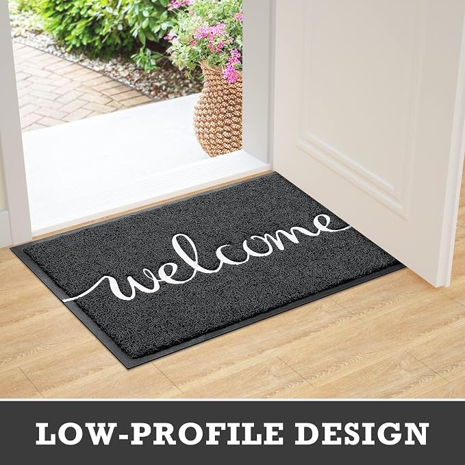 CozyBounty Black Door Mat Welcome Mats Outdoor Indoor Non-Slip Doormat - Image 3