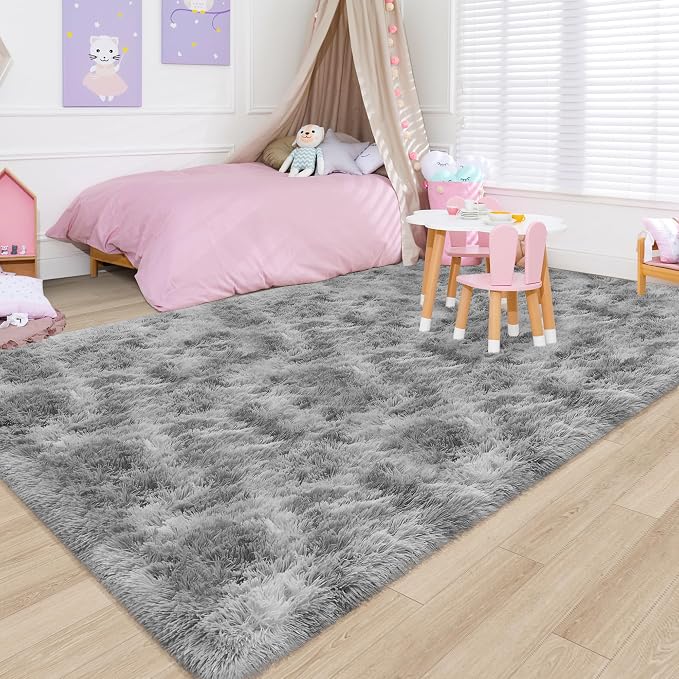 Fluffy 6x9 Grey Rugs for Bedroom Living Room Gray Area Rugs Soft Shag Shaggy - Image 8