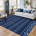 SERISSA 4x6 Area Rugs for Living Room, Washable Non-Slip Blue and White Boho Rug by SERISSAHomeDecorCollection