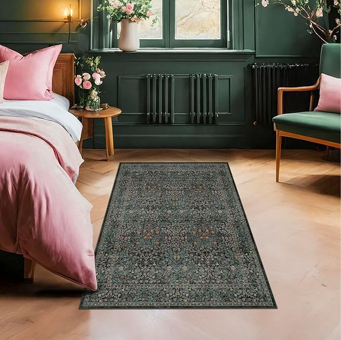Dark Green Washable 3x6 Runner Rug - Image 4