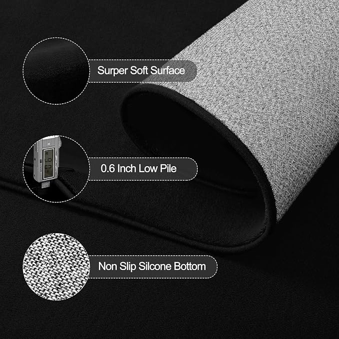 Vasofe Black Area Rugs for Living Room Bedroom, 4x6 Modern Thickened - Image 8
