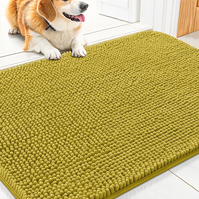 Smiry Dog Door Mat for Muddy Paws 30x20, Absorbent Dirt Trapper, Non-Slip by Smiry