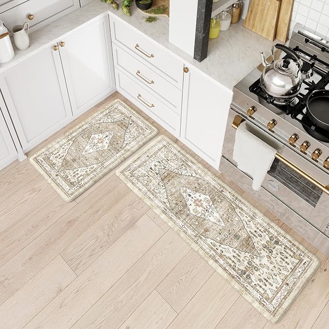 Collive Boho Kitchen Mats for Floor 2 Piece, Cushioned Anti Fatigue Kitchen Mat - Image 7