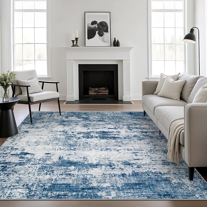 8x8 Area Rug Living Room Rug: Washable Modern Abstract Soft Thin Rug Indoor by FXRHLP