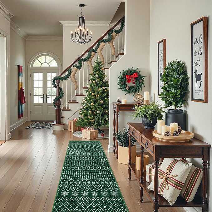 Lahome Christmas Runner Rug for Hallway 2x8 Non Slip Soft Long Kitchen Carpet - Image 9