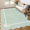 GarveeHome Scalloped Bow Rug for Living Room, Sage Green Rug for Dorm, Washable by GarveeHome