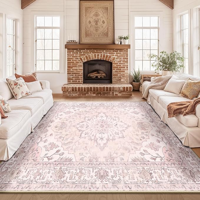 RELEANY Area Rugs Large 10'x12' Washable Non-Slip, Floral Vintage Distress - Image 9
