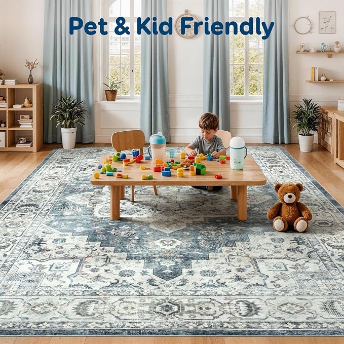 Lessymo 2 x 3 Runner Rug, Machine Washable Entryway Rugs Boho Faux Wool Low - Image 8