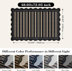 Striped Easy Jute 4x6 Outdoor Patio Rug, Washable Indoor Outdoor Black Kitchen - Image 2