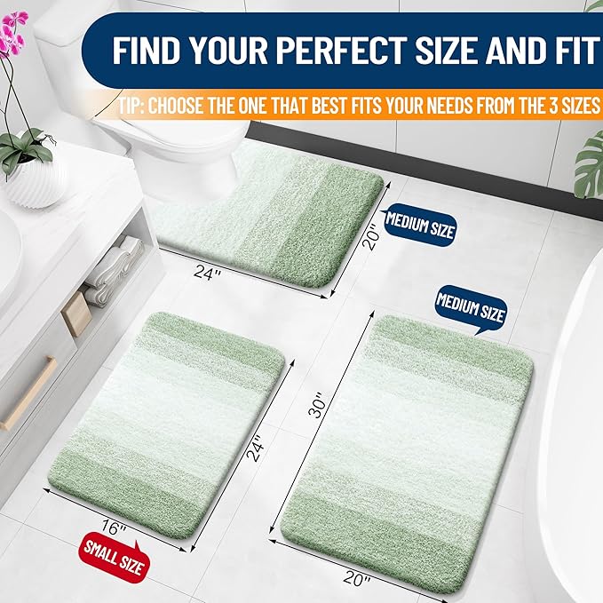 OLANLY Small Bathroom Rugs Mat 24x16, Extra Soft Absorbent Microfiber Bath Rugs - Image 2