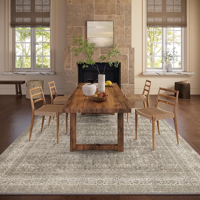 Washable Area Rugs for Living Room: 6x9 Bedroom Rug Boho Vintage Area Rug Stain - Image 5