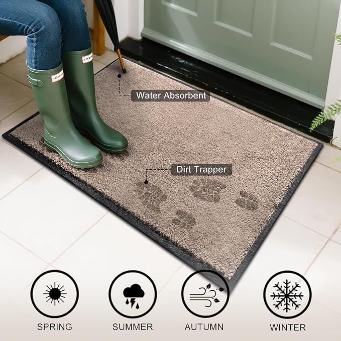 Mibao Front Door Mat Indoor Entrance, 29.5" x 17", Dirt Trapper Welcome Mat - Image 4