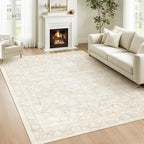 6x9 Area Rugs for Living Room: Washable Vintage Floral Rug Low Pile Non-Slip by LOSBULAKE