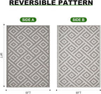 RURALITY Outdoor Rugs 6x9 Feet for Patios Clearance, Plastic Straw Waterproof - Image 2