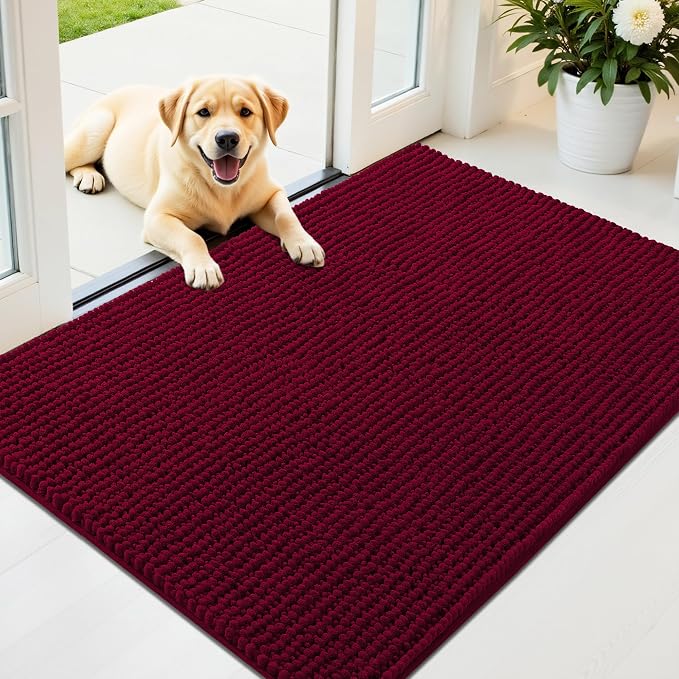 OLANLY Dog Door Mat for Muddy Paws 44x32, Ultra Absorbent Chenille Mud Doormat by OLANLY