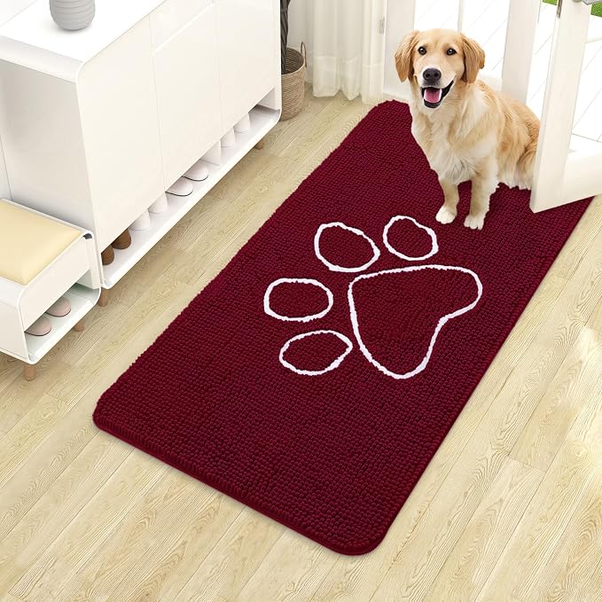 OLANLY Dog Door Mat for Muddy Paws 70x35, Paw Print Design, Absorbs Moisture - Image 8