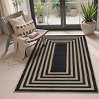 Lahome Enfys Modern Geometric Easy Jute Outdoor Rug, 3x5 Black Indoor Outdoor by Lahome
