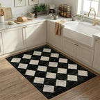 Lahome Zelie Moroccan Trellis Area Rug, 2x3 Small Black Checkered Entryway Rug - Image 3