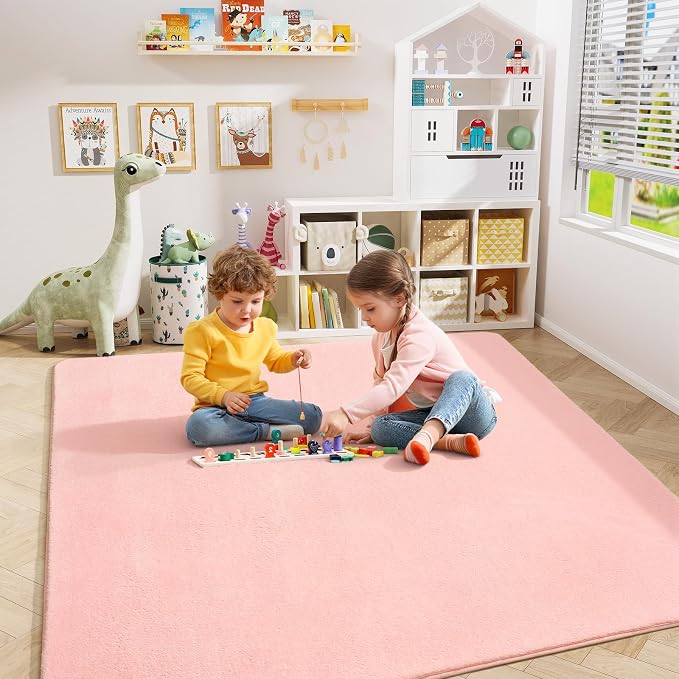 Amearea 4x4 Square Area Rugs for Bedroom Living Room, Modern Pink Thickened - Image 4
