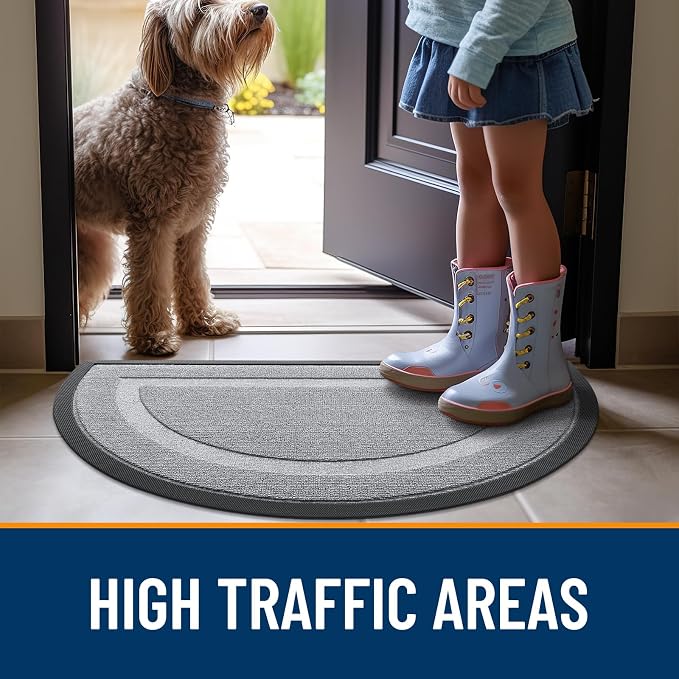 OLANLY Half Circle Door Mat Indoor Outdoor Entrance Welcome, Waterproof - Image 7