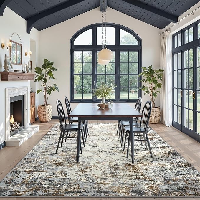 Toneed Abstract Area Rug Modern Washable Rug Soft Non Slip Rug Low Pile - Image 3