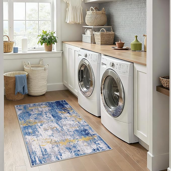 RELEANY Washable Area Rugs 3x4 Non-Slip Modern Abstract Soft - Image 2