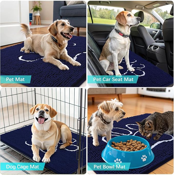 OLANLY Dog Door Mat for Muddy Paws 70x32, Paw Print Design, Absorbs Moisture - Image 7