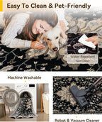 RELEANY Area Rugs 7'x10' Washable Non-Slip, Floral Vintage Distress Medallion - Image 3