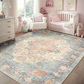 RELEANY Area Rugs 5'x7' Washable Non-Slip, Floral Vintage Distress Medallion by RELEANY