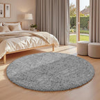 Light Gray ack Round Fluffy Rug 5ft Plush Fuzzy Shaggy Carpet, Soft Rugs - Image 2