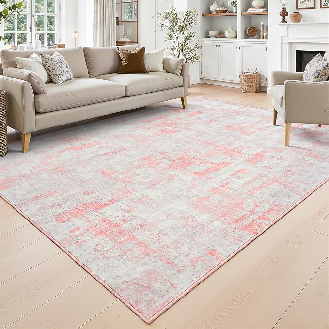 Toneed Abstract Area Rug Modern Washable Rug Soft Non Slip Rug Low Pile by Toneed