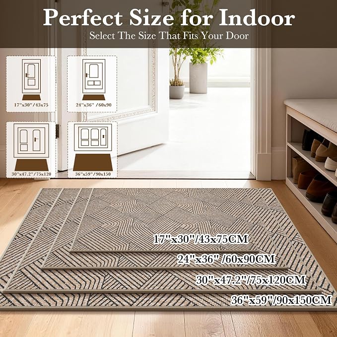 Indoor Door Mat 17"x30", Low-Profile Thin Welcome Front Door Mat Indoor Entrance - Image 2