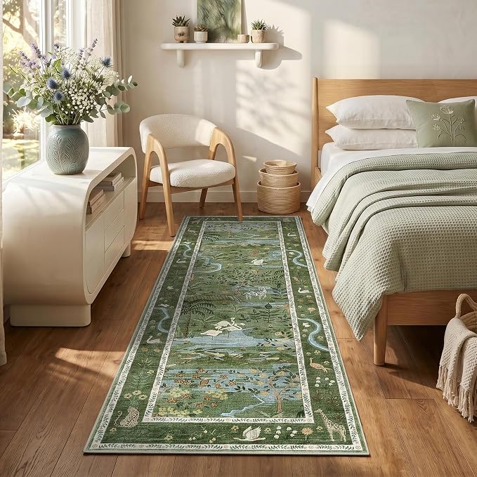 Long Runner Rug for Hallway 2x8 Whimsical Woodland Throw Runner Carpet Non Slip - Image 9