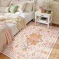 RELEANY Area Rugs 3'x4' Washable Non-Slip, Floral Vintage Distress Medallion by RELEANY