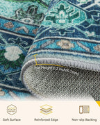 RELEANY Area Rugs Round 7ft Washable Non-Slip, Floral Vintage Distress - Image 3