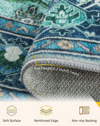 RELEANY Area Rugs Round 6ft Washable Non-Slip, Floral Vintage Distress - Image 4
